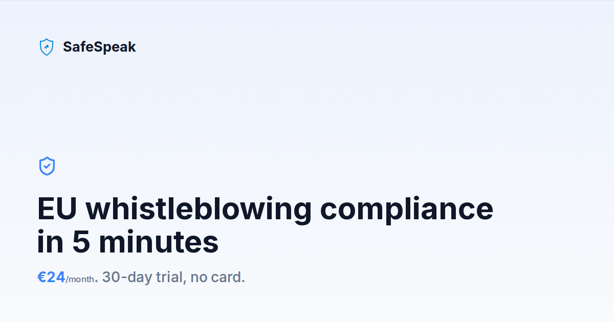 SafeSpeak - EU Whistleblowing Compliance Software | Anonymous Reporting ...